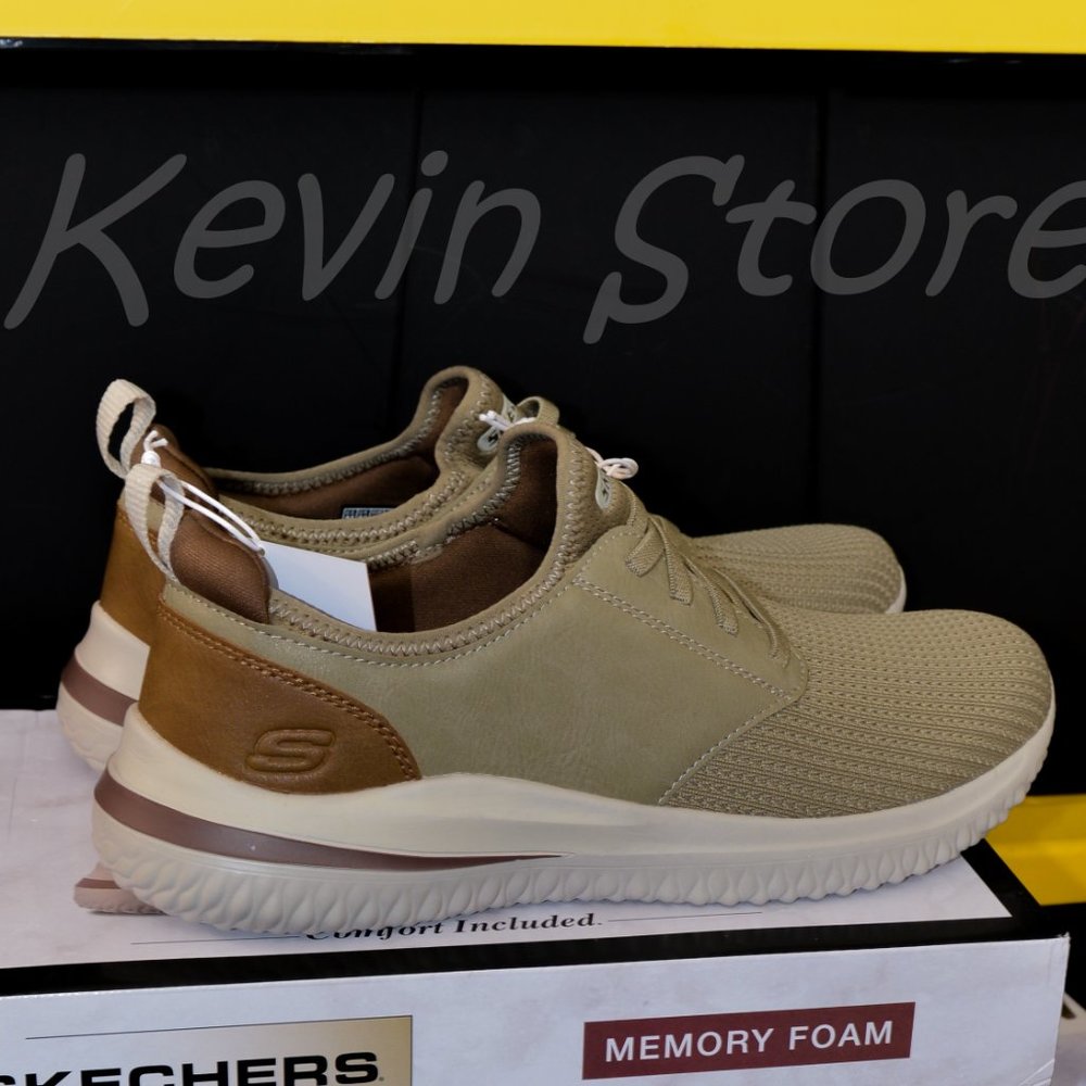 Skechers Men's Delson Slip On Sneaker Taupe - Picture 4 of 7